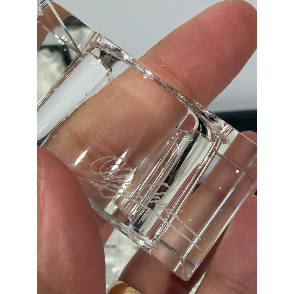 Oleg Cassini Crystal Napkin Rings jackie Set of 4‎ Clear Square Faceted Signed